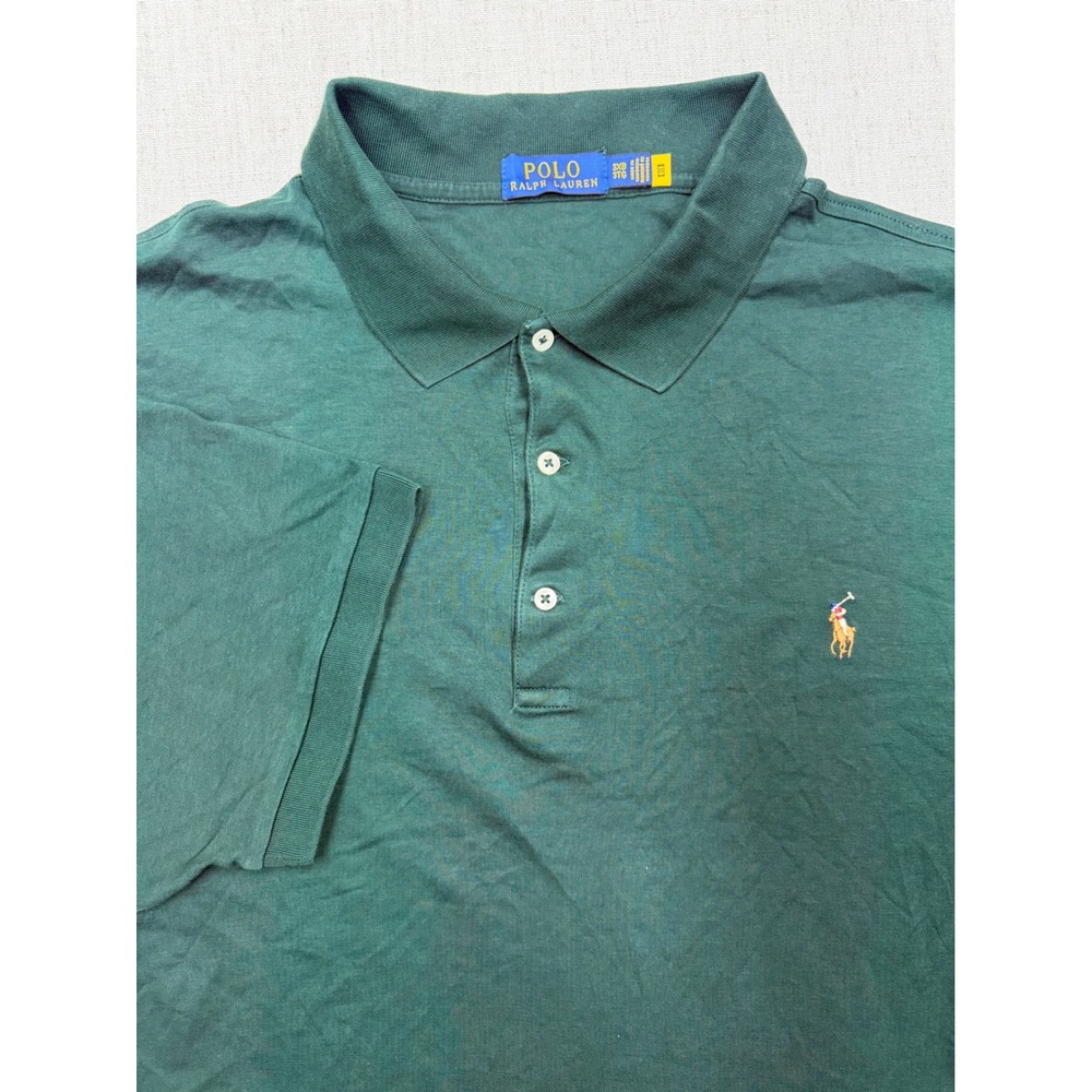 Polo Ralph Lauren Mens Big & Tall 3XB Short Sleeve Polo Shirt Green Cotton Pony